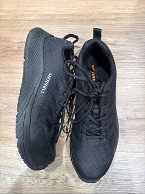 Merrell Men's Black Trail Sneakers with Subtle Orange Logo